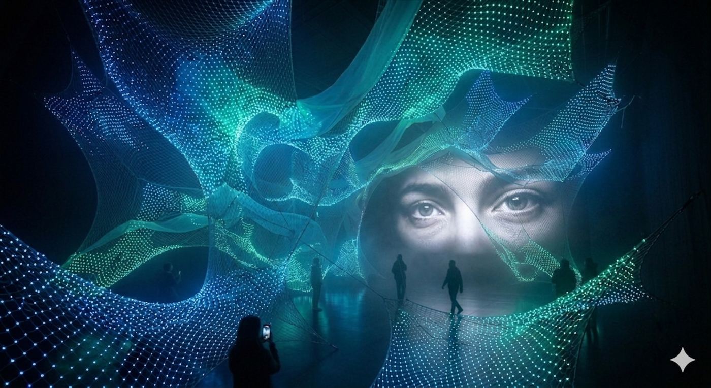 Render: rostro de luz y partículas